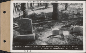 Woods - Leusure, Brown's Evergreen Cemetery, lot 3, Dana, Mass., Apr. 30, 1937