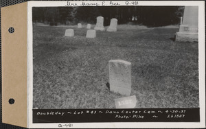 Lucinda Doubleday, Dana Center Cemetery, lot 43, Dana, Mass., Apr. 30, 1937