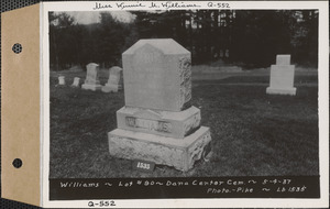 Williams, Dana Center Cemetery, lot 90, Dana, Mass., May 4, 1937