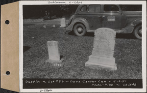 Dustin, Dana Center Cemetery, lot 86, Dana, Mass., May 4, 1937