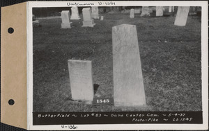 Butterfield, Dana Center Cemetery, lot 83, Dana, Mass., May 4, 1937