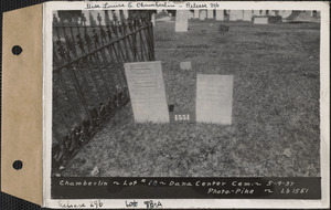 Chamberlin, Dana Center Cemetery, lot 78-A, Dana, Mass., May 4, 1937