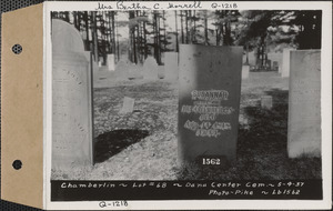 Susannah Chamberlin, Dana Center Cemetery, lot 68, Dana, Mass., May 4, 1937