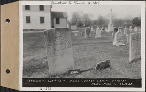Aaron Johnson, Dana Center Cemetery, lot 72, Dana, Mass., May 12, 1937