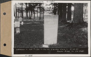 Lucius Johnson, Dana Center Cemetery, lot 150, Dana, Mass., May 12, 1937