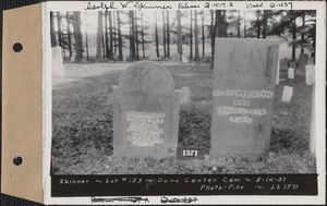 Benjamin and Lydia Skinner, Dana Center Cemetery, lot 153, Dana, Mass., May 12, 1937