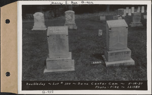 Doubleday, Dana Center Cemetery, lot 100, Dana, Mass., May 12, 1937