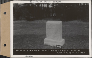 Wood, Dana Center Cemetery, lot 98, Dana, Mass., May 12, 1937