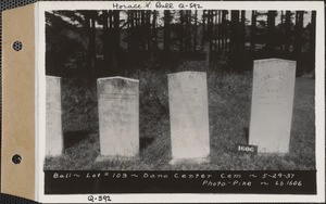 Ball, Dana Center Cemetery, lot 109, Dana, Mass., May 24, 1937