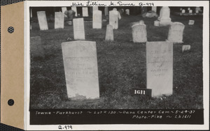 Abigail Towne - Elizebath Parkhurst, Dana Center Cemetery, lot 130, Dana, Mass., May 24, 1937