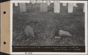 Chamberlain, Dana Center Cemetery, lot 131, Dana, Mass., May 24, 1937