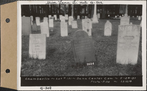 Chamberlain, Dana Center Cemetery, lot 131, Dana, Mass., May 24, 1937