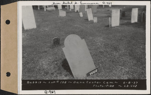 Babbit, Dana Center Cemetery, lot 138, Dana, Mass., June 8, 1937