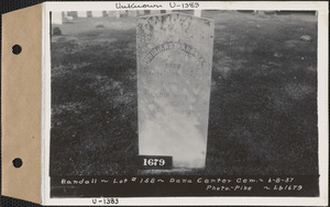 Holland and Lydia Randall, Dana Center Cemetery, lot 158, Dana, Mass., June 8, 1937