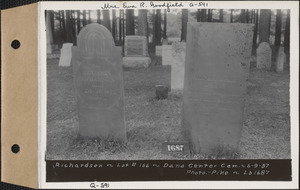 Benjamin and Bethiah Richardson, Dana Center Cemetery, lot 166, Dana, Mass., June 9, 1937