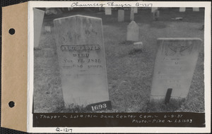 Benjamin and Mary Thayer, Dana Center Cemetery, lot 141, Dana, Mass., June 9, 1937