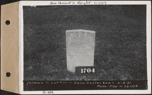 Joshua Tolman, Dana Center Cemetery, lot 117, Dana, Mass., June 9, 1937