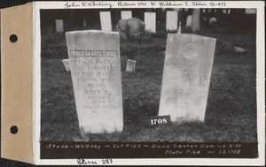 Whitney, Dana Center Cemetery, lot 123, Dana, Mass., June 9, 1937