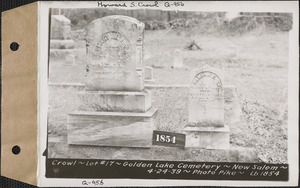 Betsey L. Crowl, Almina E. E. Crowl, Golden Lake Cemetery, lot 17, New Salem, Mass., Apr. 24, 1939