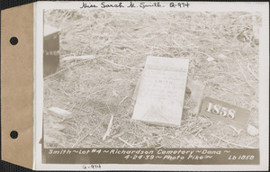 Cora Esther Smith, Richardson Cemetery, lot 4, Dana, Mass., Apr. 24, 1939