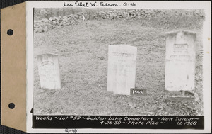 Weeks, Golden Lake Cemetery, lot 59, New Salem, Mass., Apr. 28, 1939