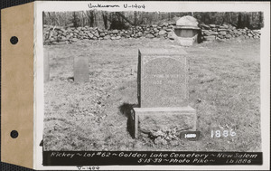 Josephine M. Rickey, Golden Lake Cemetery, lot 62, New Salem, Mass., May 15, 1939