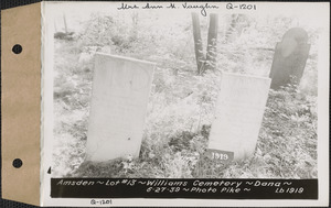 Bozalal and Anna Amsden, Williams Cemetery, lot 13, Dana, Mass., June 27, 1939