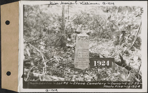 Chamberlin, Stone Cemetery, lot 6, Dana, Mass., June 27, 1939