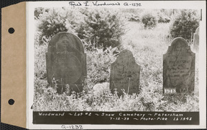 Woodward, Snow Cemetery, lot 2, Petersham, Mass., July 12, 1939