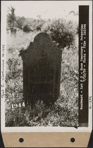 William Woodward, Snow Cemetery, lot 2, Petersham, Mass., July 12, 1939