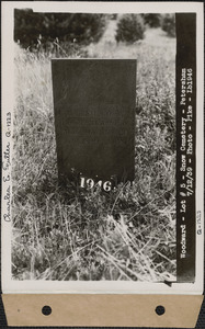 Adeline Woodward, Snow Cemetery, lot 5, Petersham, Mass., July 12, 1939