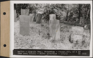 Ballou, Lincoln Cemetery, stones 17, 18, 19, Petersham, Mass., June 8, 1945