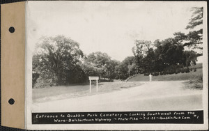 Entrance to Quabbin Park Cemetery, looking southwest from the Ware-Belchertown Highway, Ware, Mass., July 5, 1935