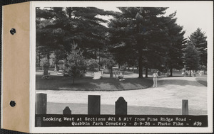 Looking west at sections 21 and 17 from Pine Ridge Road, Quabbin Park Cemetery, Ware, Mass., Aug. 9, 1938