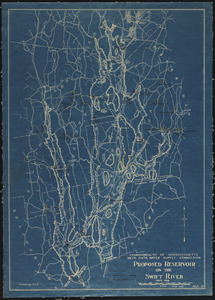 Cemeteries (general), drawn over map of proposed reservoir on the Swift River, Mass., Nov. 1926