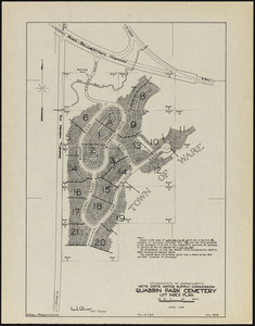 Quabbin Park Cemetery, lot index plan, Ware, Mass., June 1, 1932