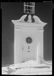 Beverly, snow, doorway - Xmas wreath
