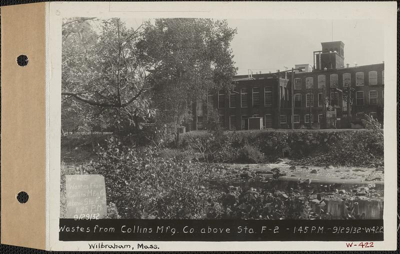 Wastes from Collins Manufacturing Co. above Station F-2, Wilbraham, Mass., 1:45 PM, Sep. 29, 1932