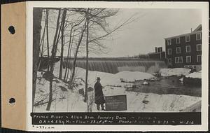 Prince River, Allen Brothers Foundry Dam, flow = 33 cubic feet per second, 7.7 cubic feet per second per square mile, drainage area = 4.3 square miles, Barre, Mass., Mar. 9, 1933