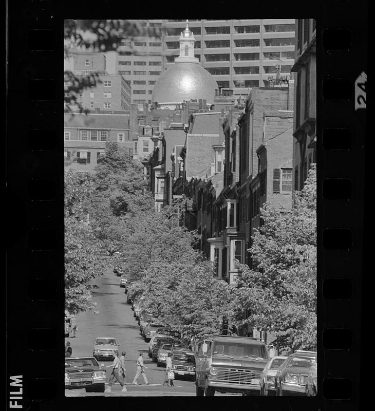 Beacon Hill and State House dome, downtown Boston