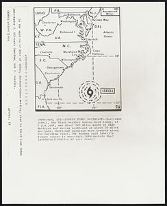 Isbell Turns Northeast--Hurricane Isbell, the Miami weather bureau said today, at 5 p.m.,est, was about 260 miles south of Cape Hatteras and moving northeast at about 20 miles per hour. Hurricane warnings were lowered along the Carolina coast. The bureau said Isbell’s future course is uncertain.