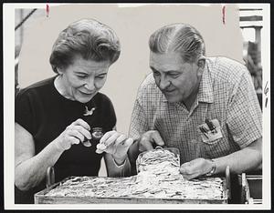 Inspecting New Kennedy Half Dollars... Mint Director Eva Adams and Foreman H.J. Persman