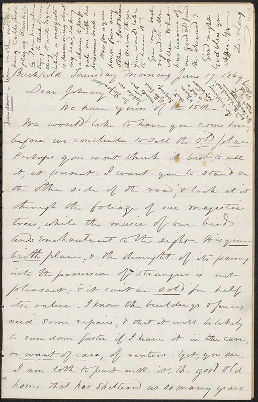 Letter from Zadoc Long to John D. Long, June 17, 1869