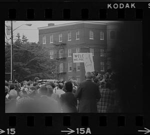 Crowd waiting for President Ford in Exeter, New Hampshire