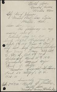 Letter from Mark A. Dutton to Adj. Ward Johnson, Weston Post Amer. Legion, Weston, Mass.