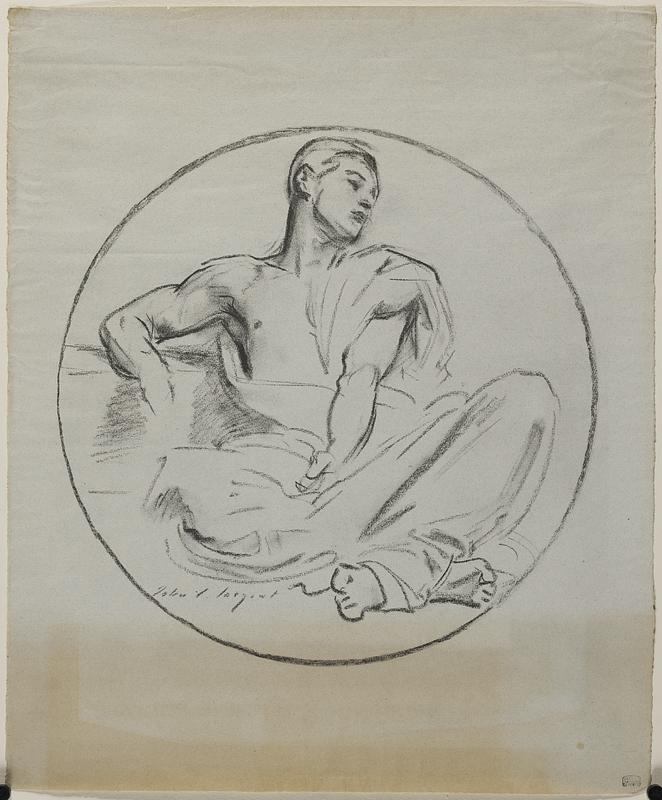 Man seated in circle