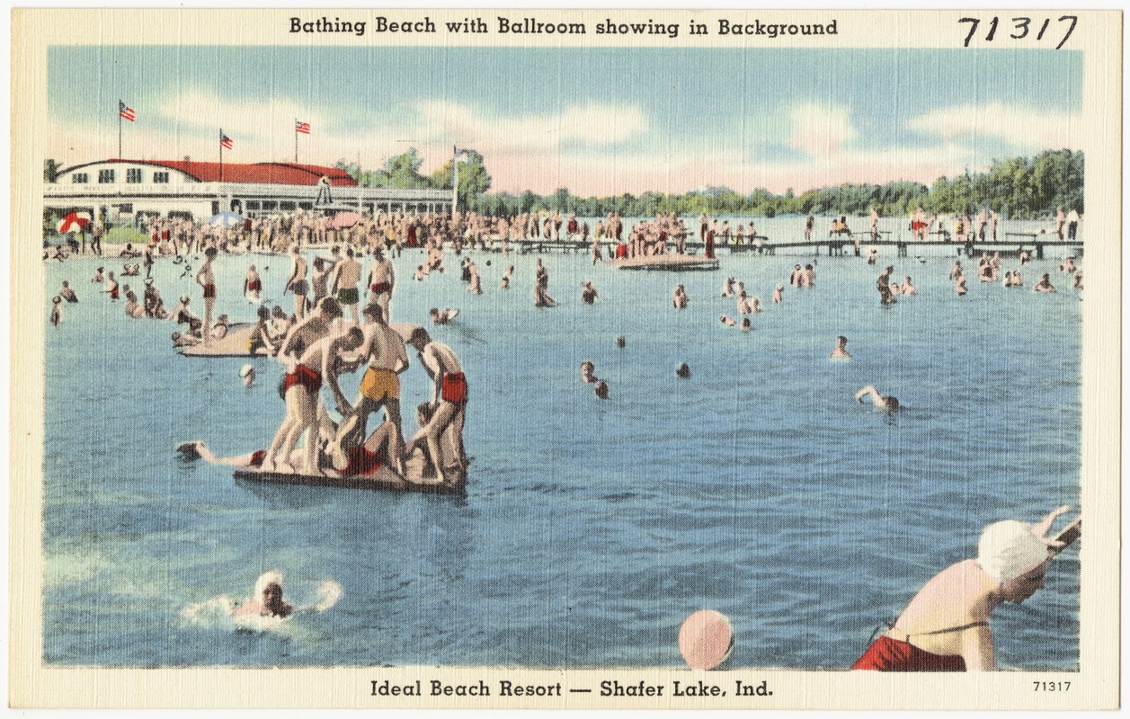 Bathing beach with ballroom showing in background, Ideal Beach Resort ...
