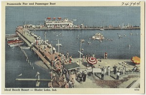 Promenade Pier and  passenger boat, Ideal Beach Resort -- Shafer Lake, Ind.