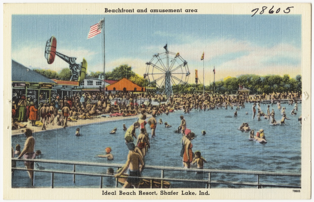Beachfront and amusement area, Ideal Beach Resort, Shafer Lake, Ind.