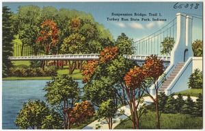 Suspension bridge, Trail 1, Turkey Run State Park, Indiana
